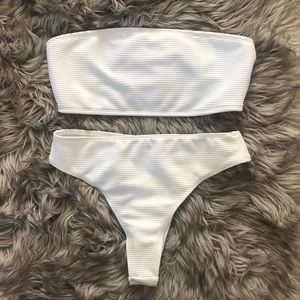 Never Worn Ribbed White Bathing Suit